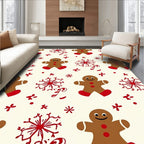 Gingerbread Candy Cane Snowflakes Pattern Rug
