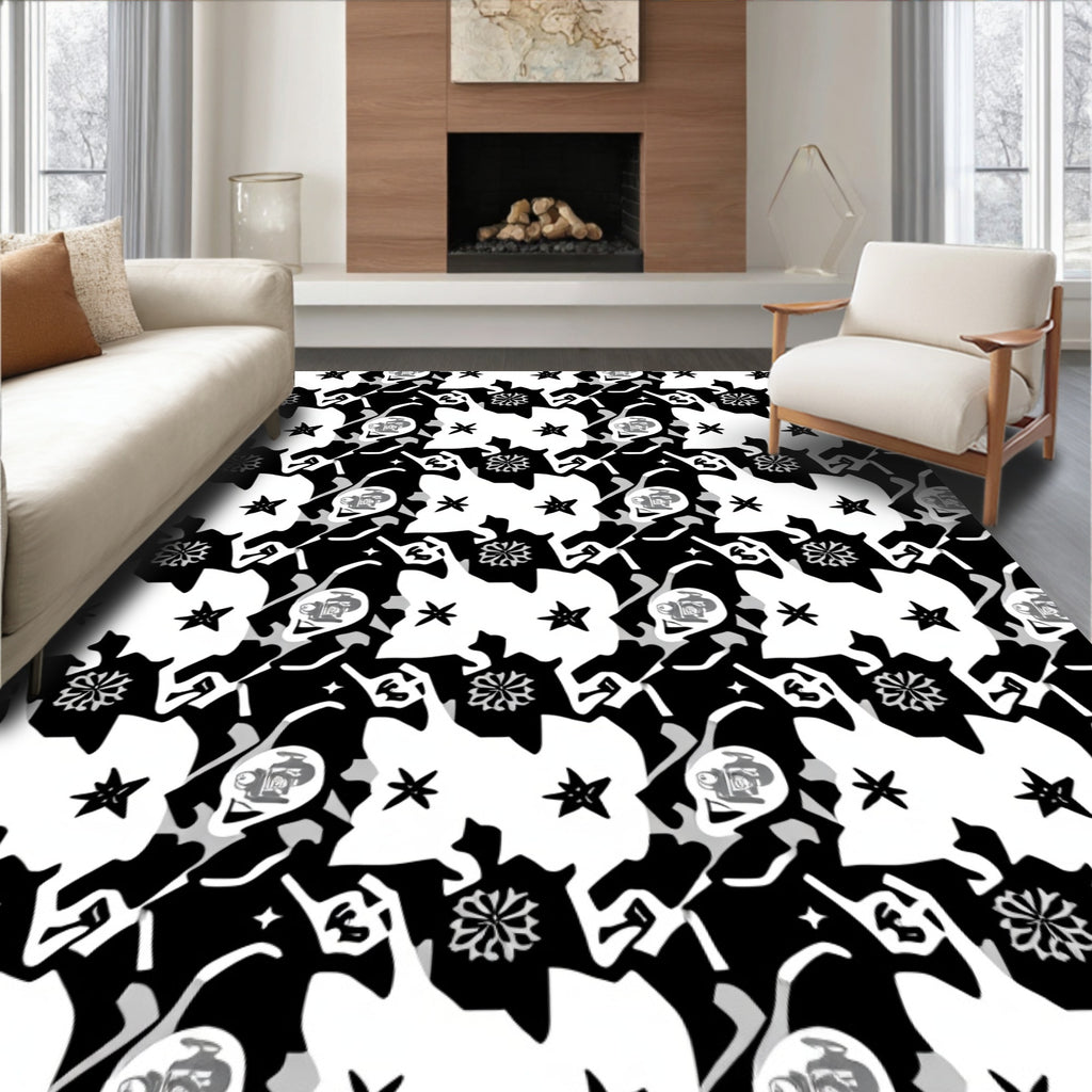 Abstract Skull Star Pattern Rug