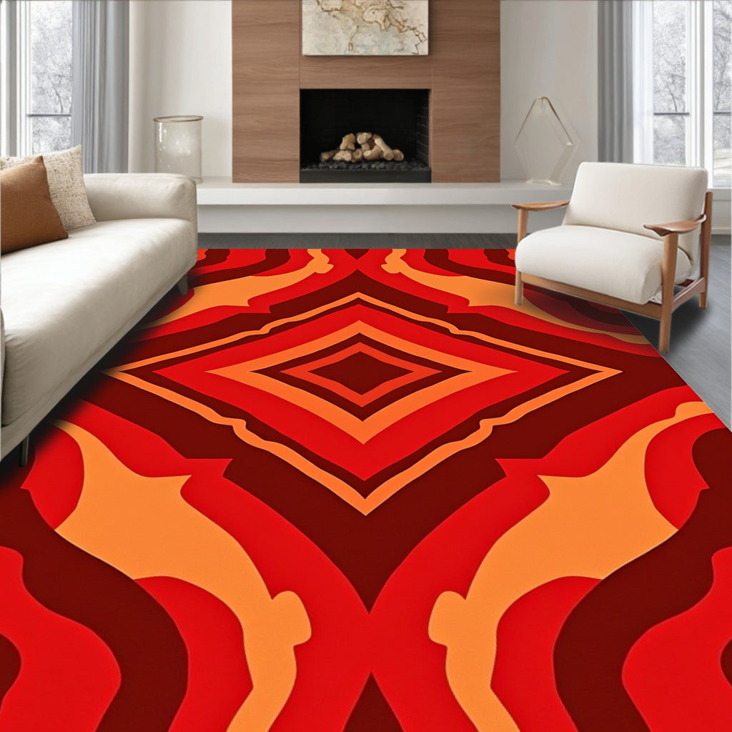 Vibrant Warm Tones Abstract Diamond Rug