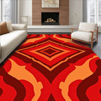 Vibrant Warm Tones Abstract Diamond Rug