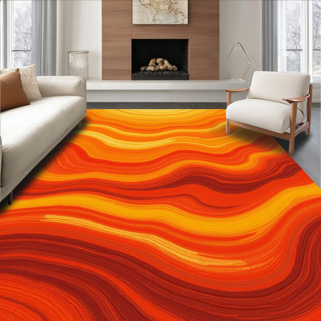 Fiery Wavy Stripes Design Rug