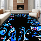 Vibrant Blue Whimsical Swirls Rug