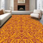 Ornate Swirls Golden Pattern Rug