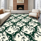 Whimsical Dark Green Swirls Pattern Rug