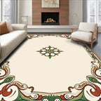 Ornate Floral Scrollwork Border Rug