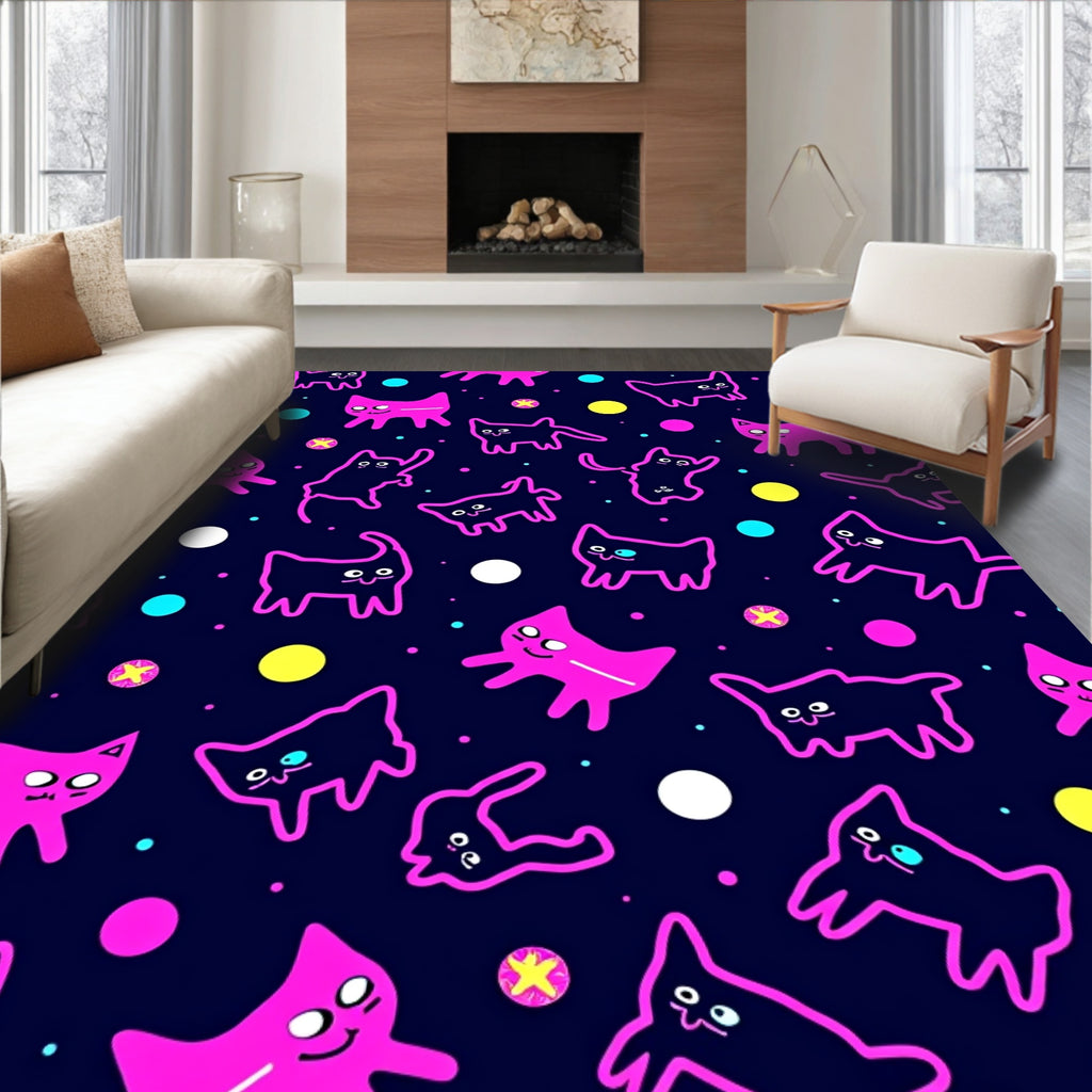 Cute Cat Polka Dot Pattern Rug