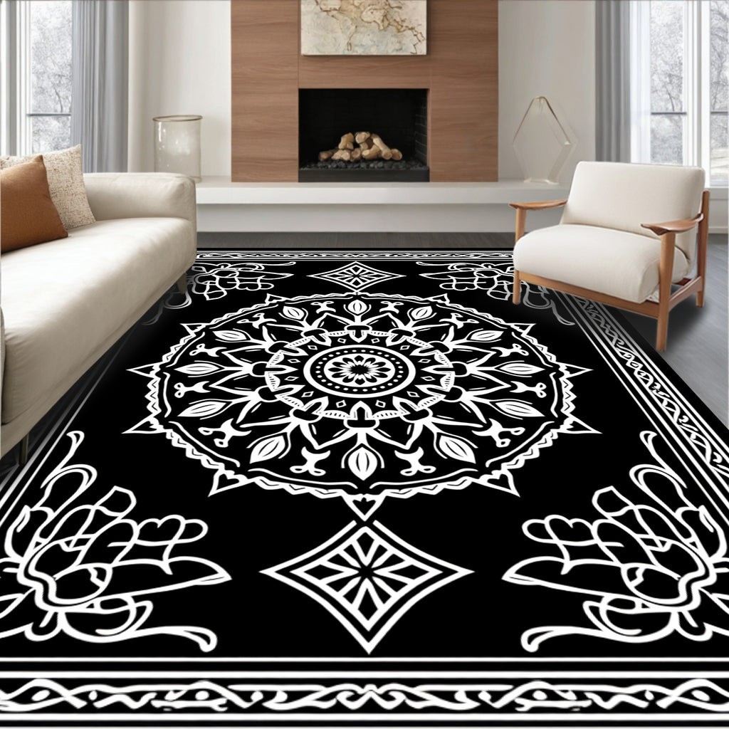 Radial Floral Mandala Pattern Rug
