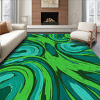 Abstract Green Swirls Pattern Rug