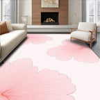 Soft Pink Floral Outline Pattern Rug