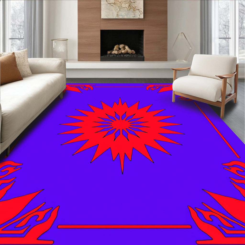 Bold Starburst Corner Frame Design Rug