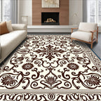 Classic Floral Brown Cream Medallion Rug
