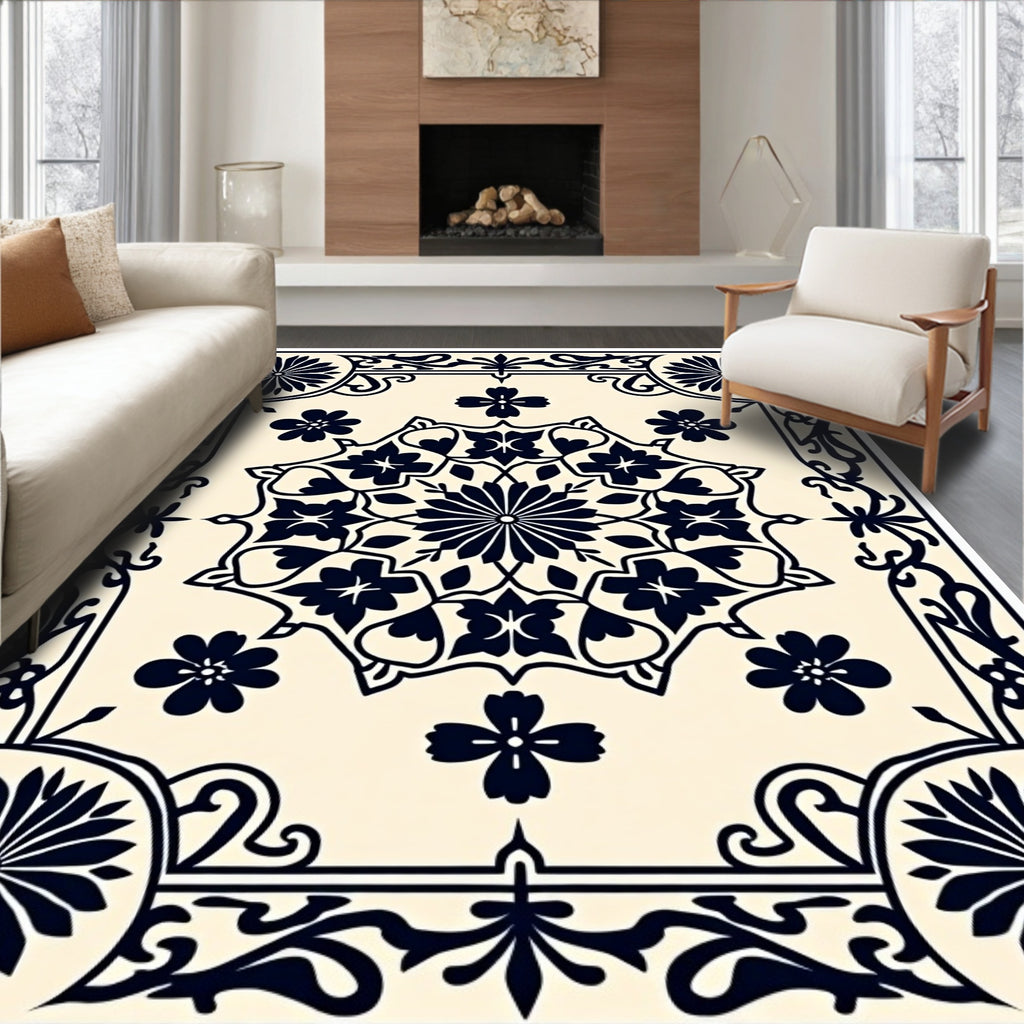 Ornate Floral Medallion Artwork Rug