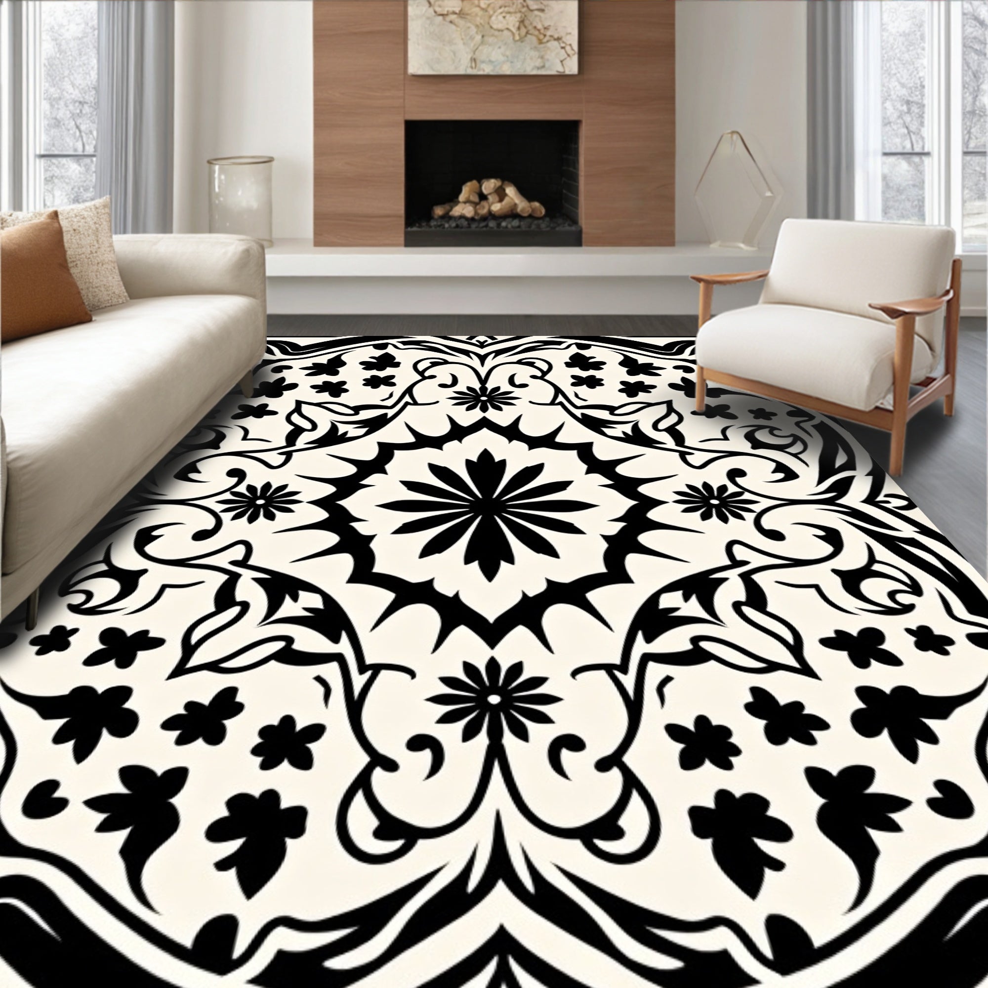 Classic Floral Mandala Pattern Rug