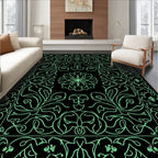 Ornate Floral Border With Flower Design Rug