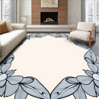 Floral Outline Pastel Border Design Rug