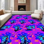 Abstract Blue Pink Character Pattern Rug