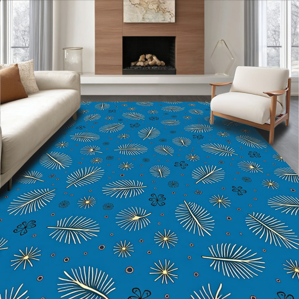 Light Yellow Leafy Nature Pattern Rug
