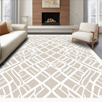 Cream And Taupe Lattice Pattern Rug