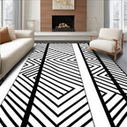 Monochrome Geometric Stripe Pattern Rug