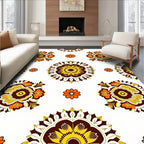 Retro Floral Sunburst Pattern Rug