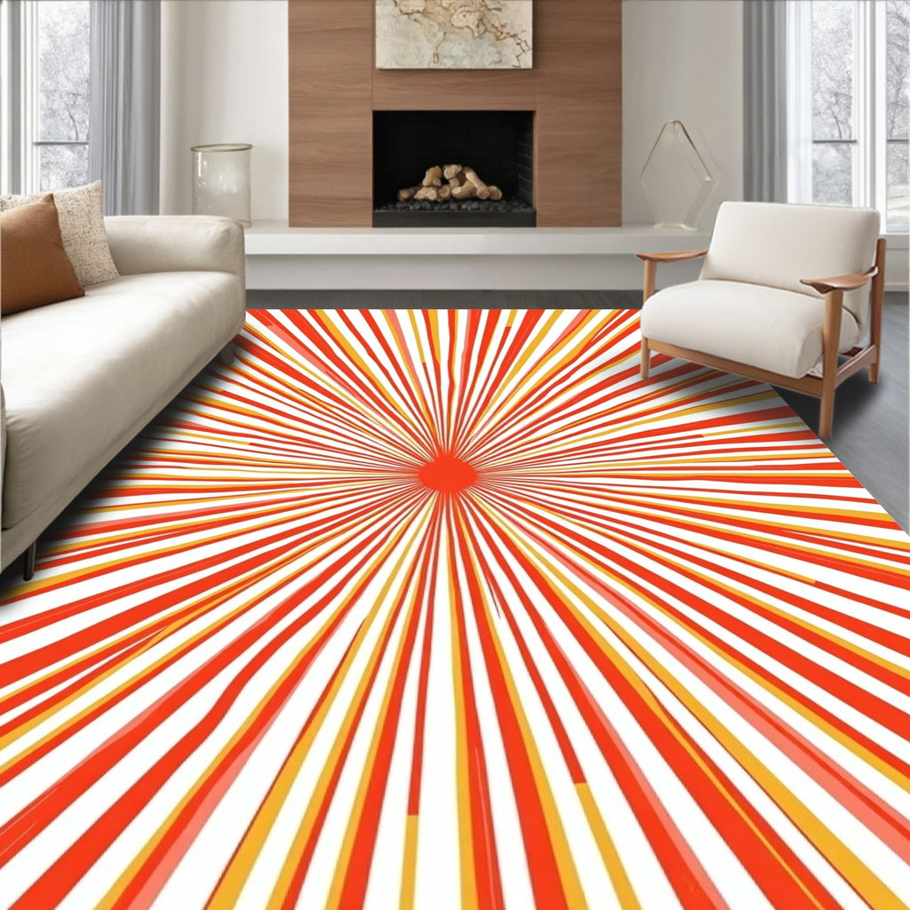 Radiant Sunburst Red Yellow Rug