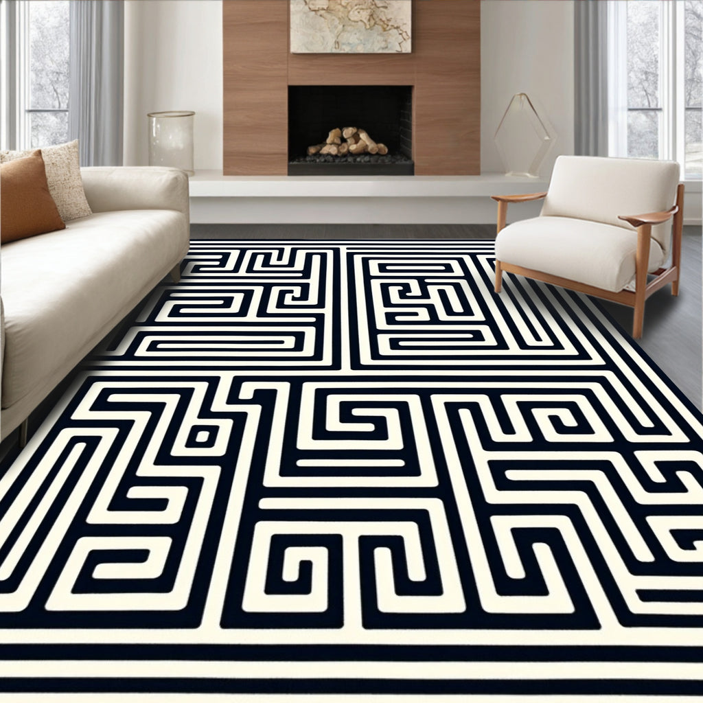 Black and White Maze Artful Rug