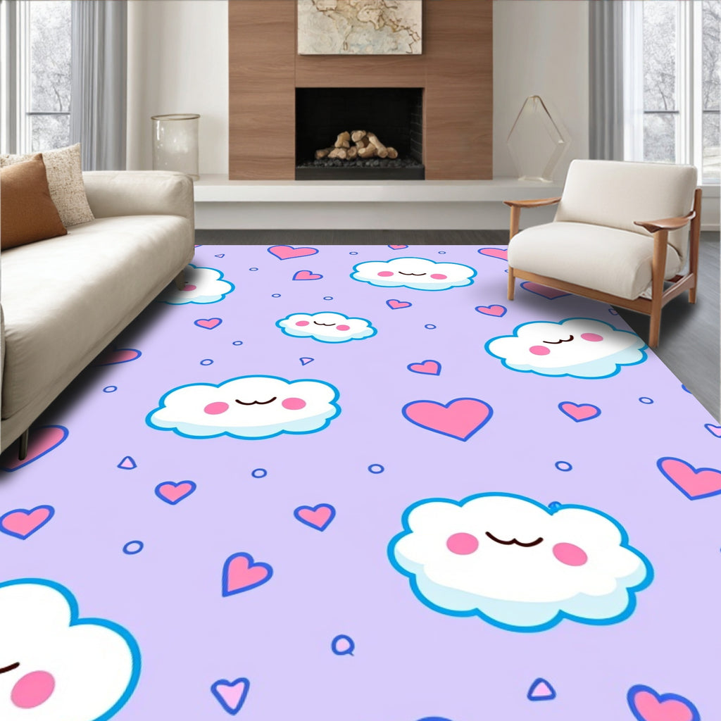 Cute Cloud Heart Pattern Rug