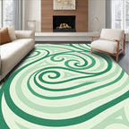 Curving Lines Green Abstract Pattern Rug