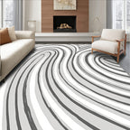 Abstract Swirling Gray Stripe Design Rug