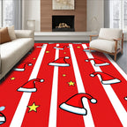 Red White Striped Santa Hat Stars Rug