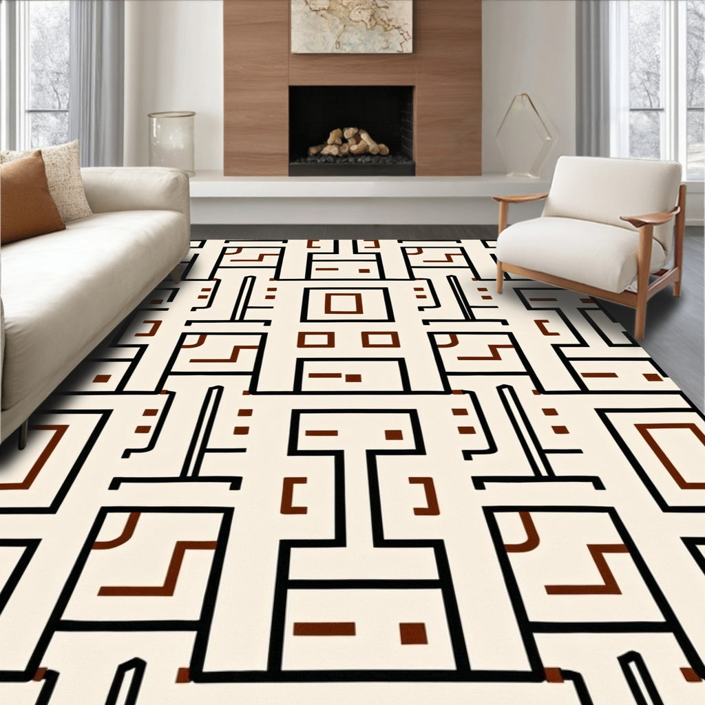 Abstract Geometric Lines Pattern Rug