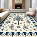 Navy Pine Tree Snowflake Pattern Rug