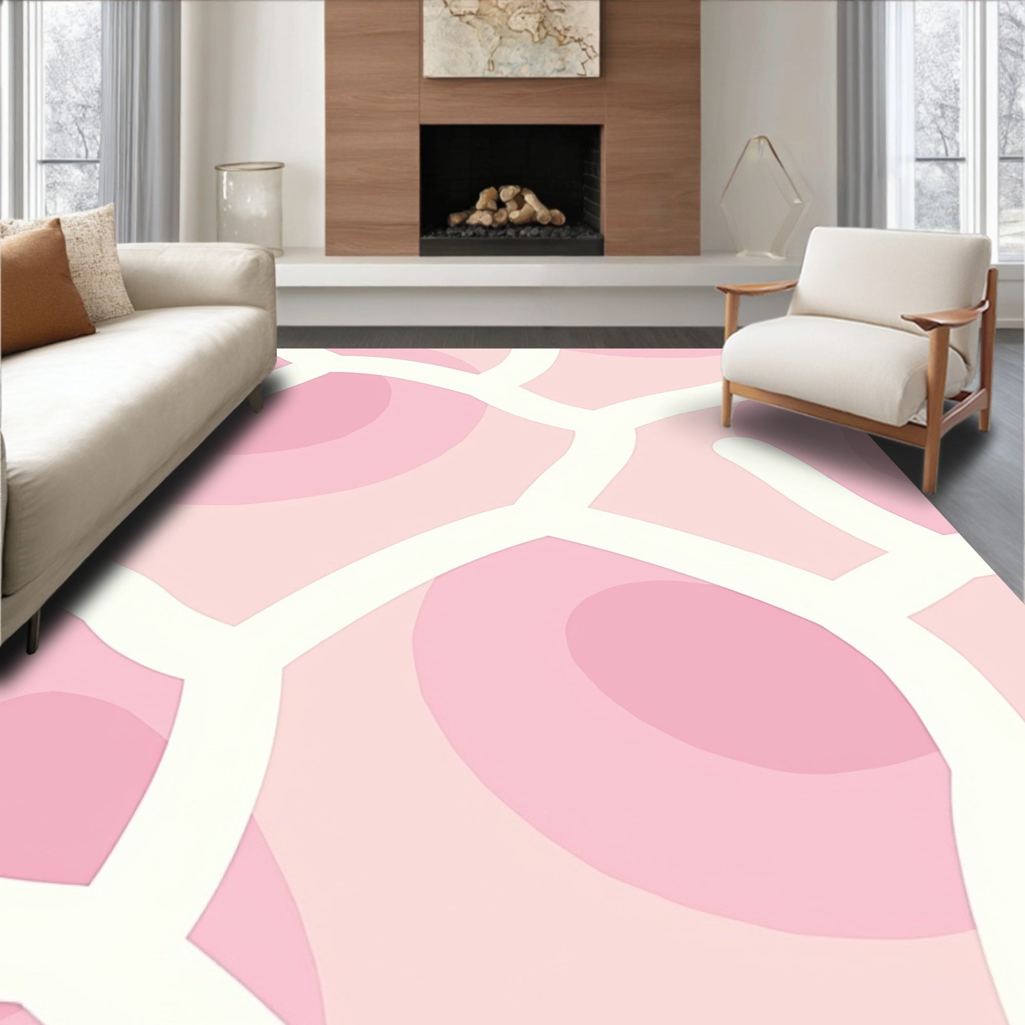 Pink Organic Layered Abstract Rug