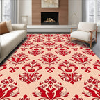 Classic Red Floral Damask Pattern Rug