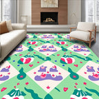 Whimsical Objects Hearts Pattern Rug