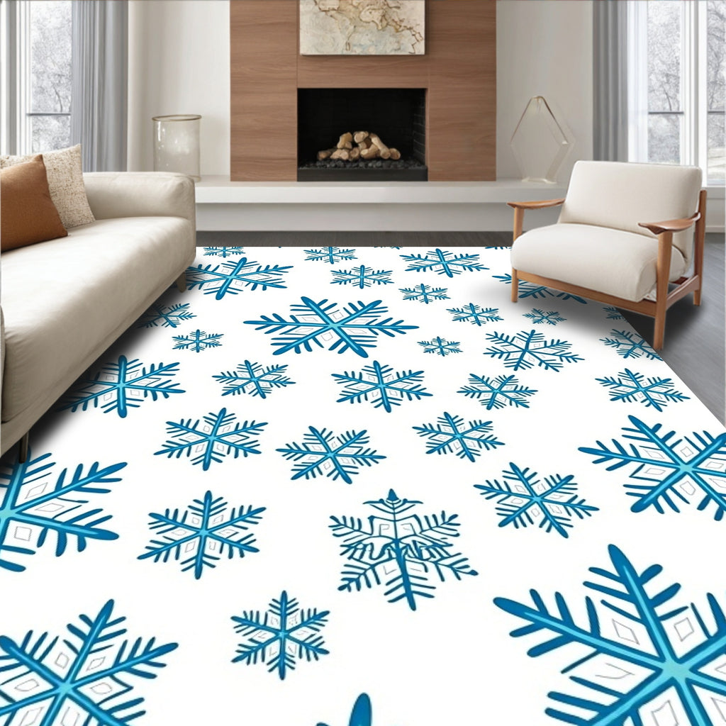 Teal Blue Snowflake Scatter Rug