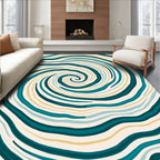 Teal Cream Swirl Pattern Rug