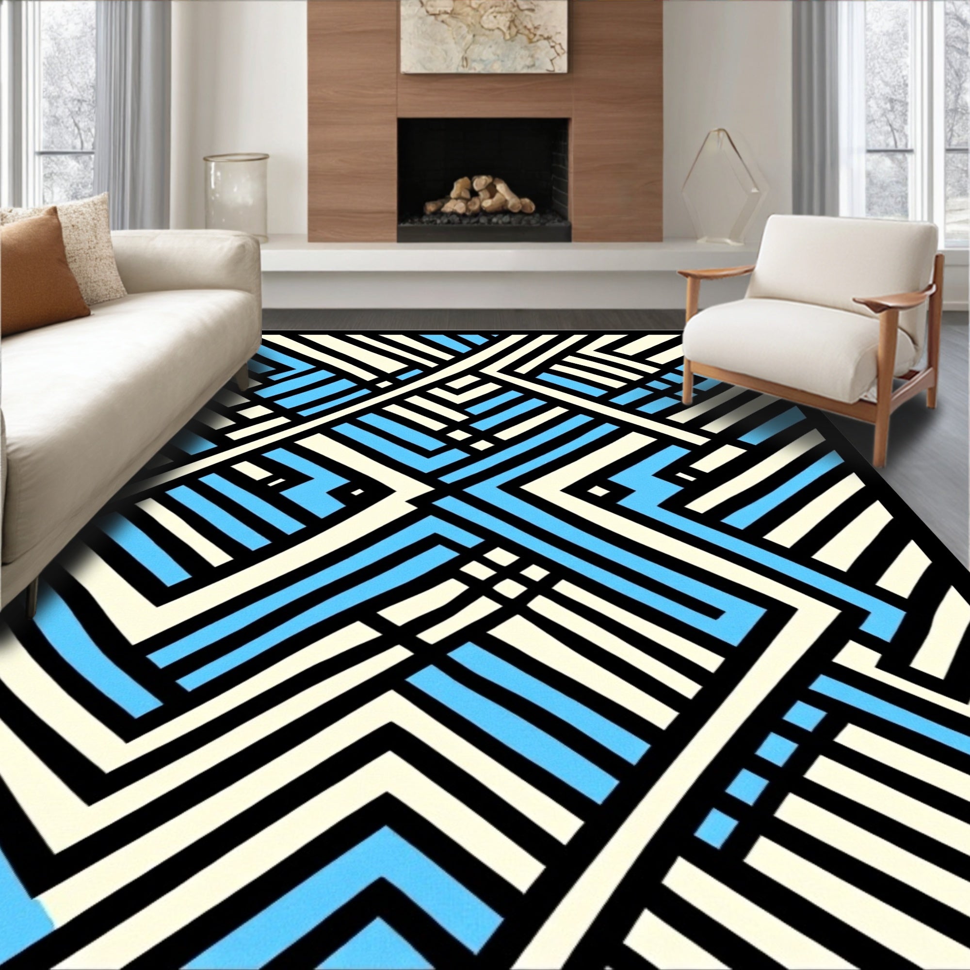 Abstract Geometric Lines Rug