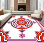 Vibrant Floral Mandala Border Design Rug