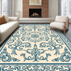 Classic Teal Floral Medallion Pattern Rug