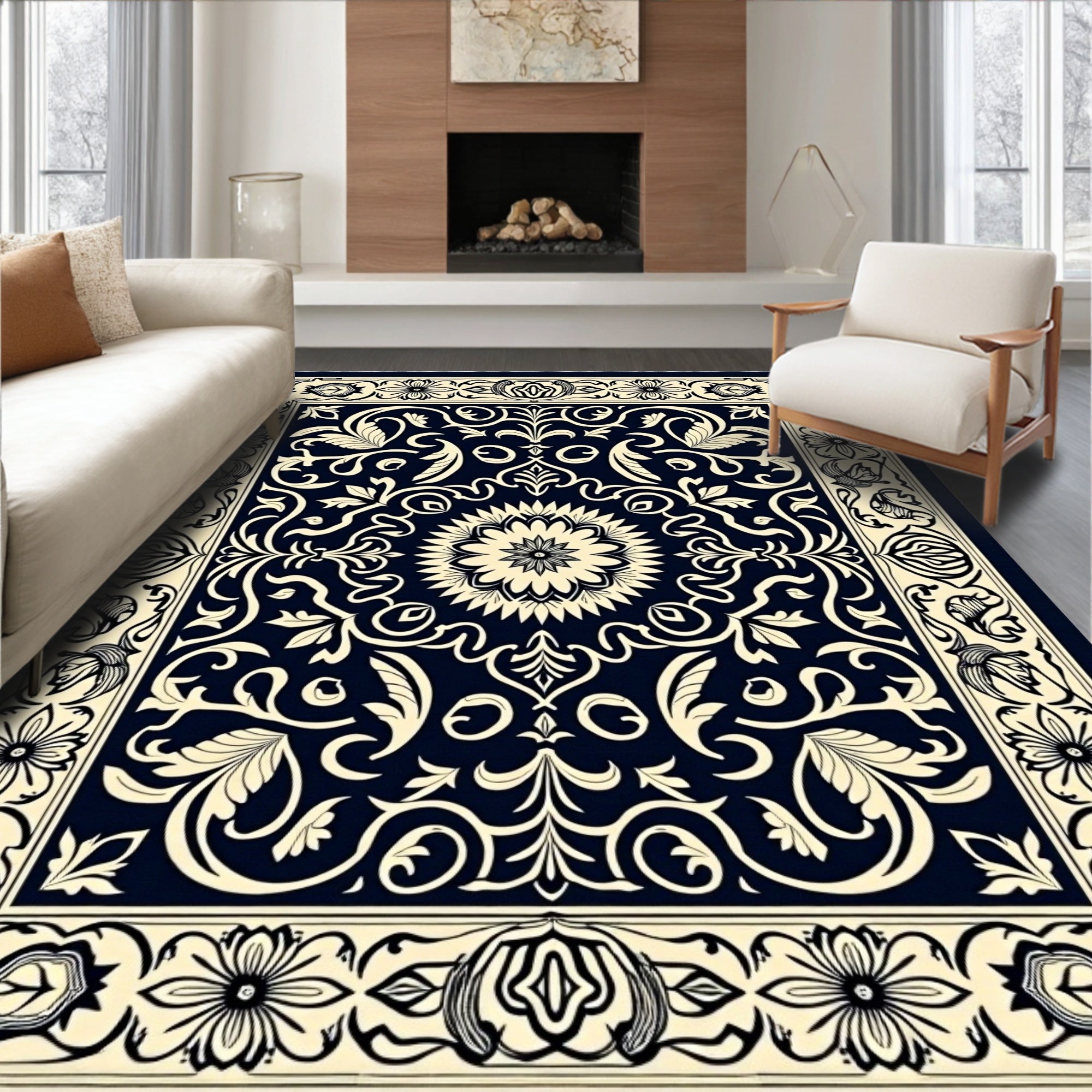Vintage Floral Swirl Pattern Rug