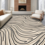 Beige and Black Swirl Wood Grain Rug