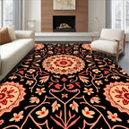 Crimson Abstract Floral Medallion Rug