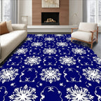 Deep Blue White Snowflake Medallion Harmony Rug