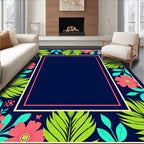 Tropical Floral Patterned Border Rug