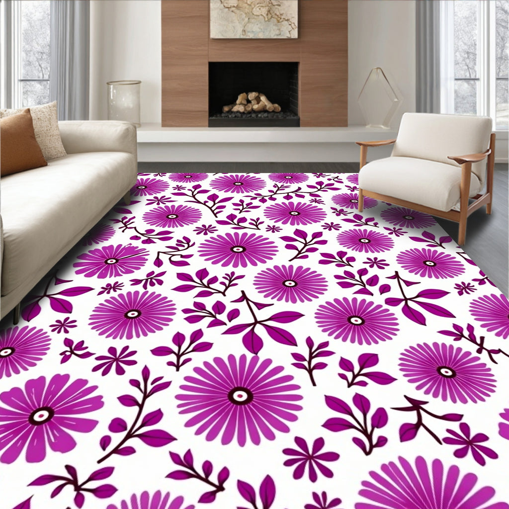 Floral Branches Purple Pattern Rug
