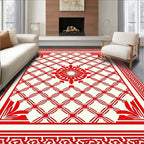 Red Geometric Floral Medallion Rug