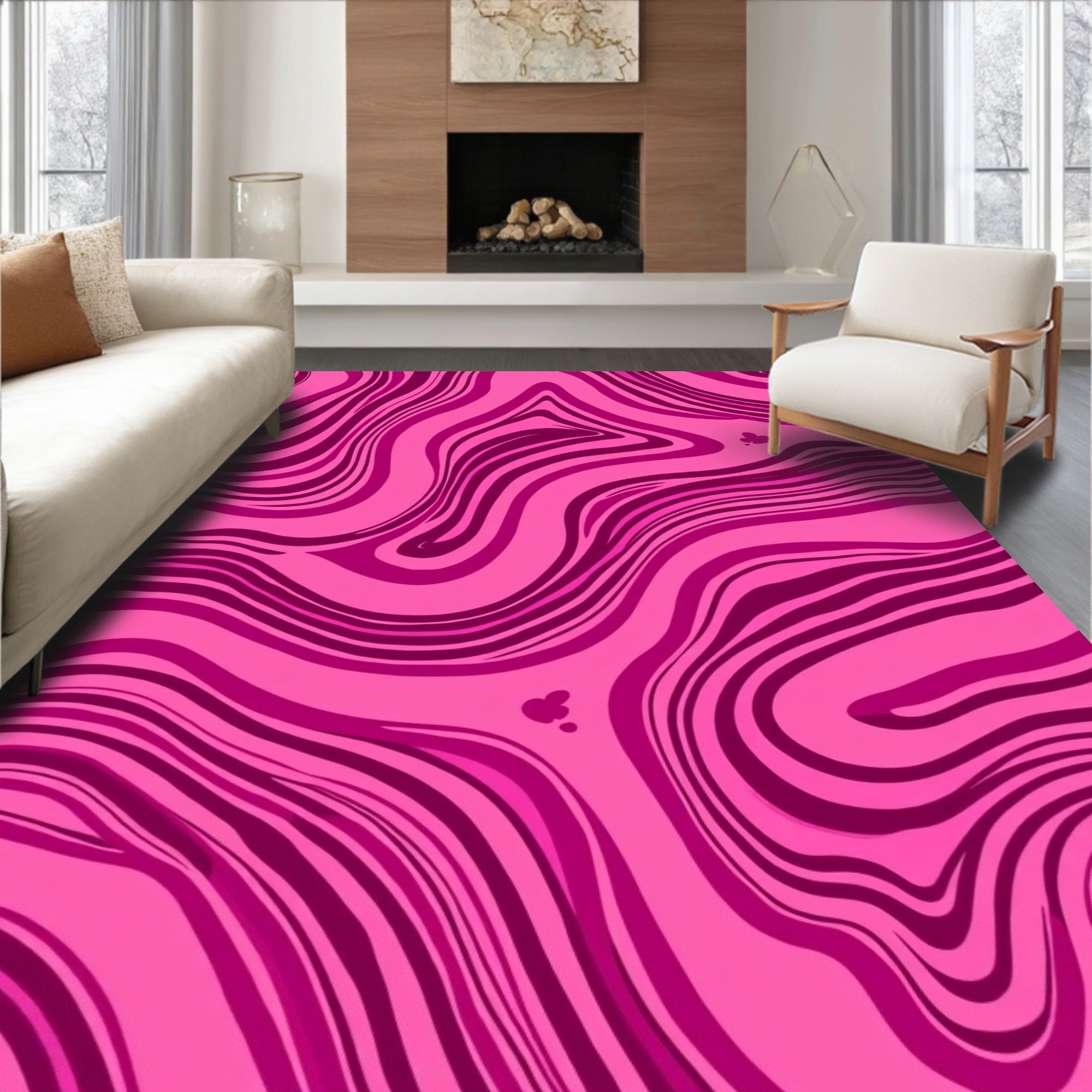 Pink Swirl Abstract Pattern Rug