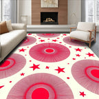 Red Sunburst Star Pattern Design Rug