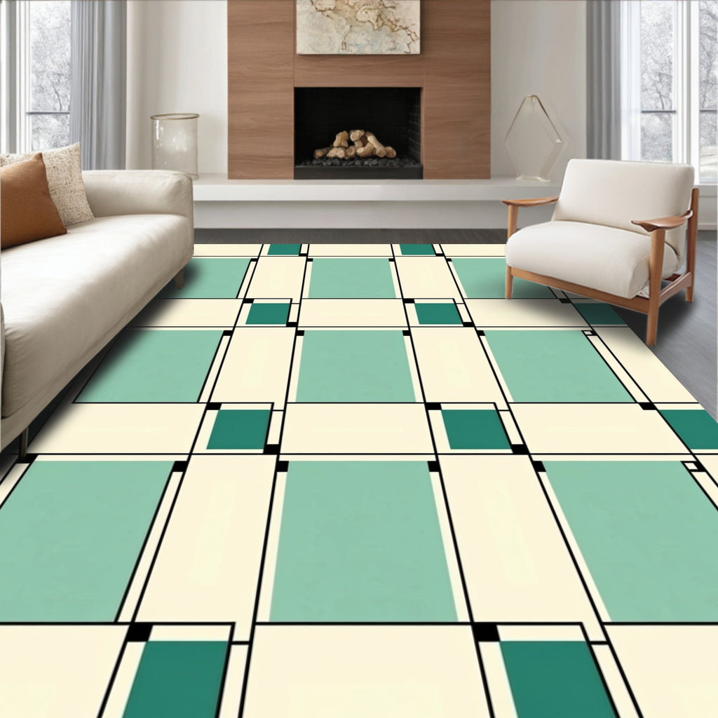 Modern Geometric Tiled Pattern Rug